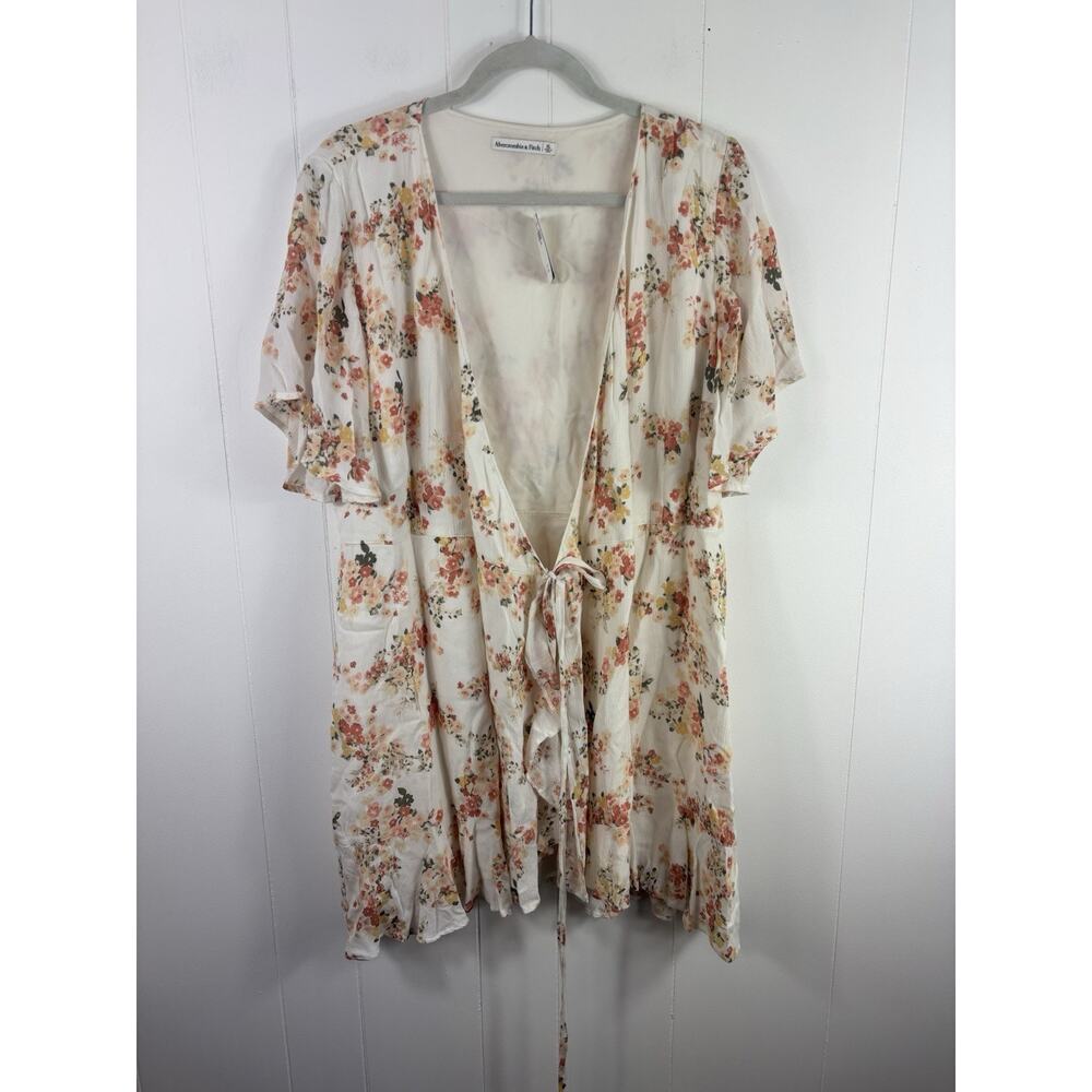 Abercrombie & Fitch NWT XL Floral Ruffle Wrap Mini Dress Flutter Sleeve Fall Y2K